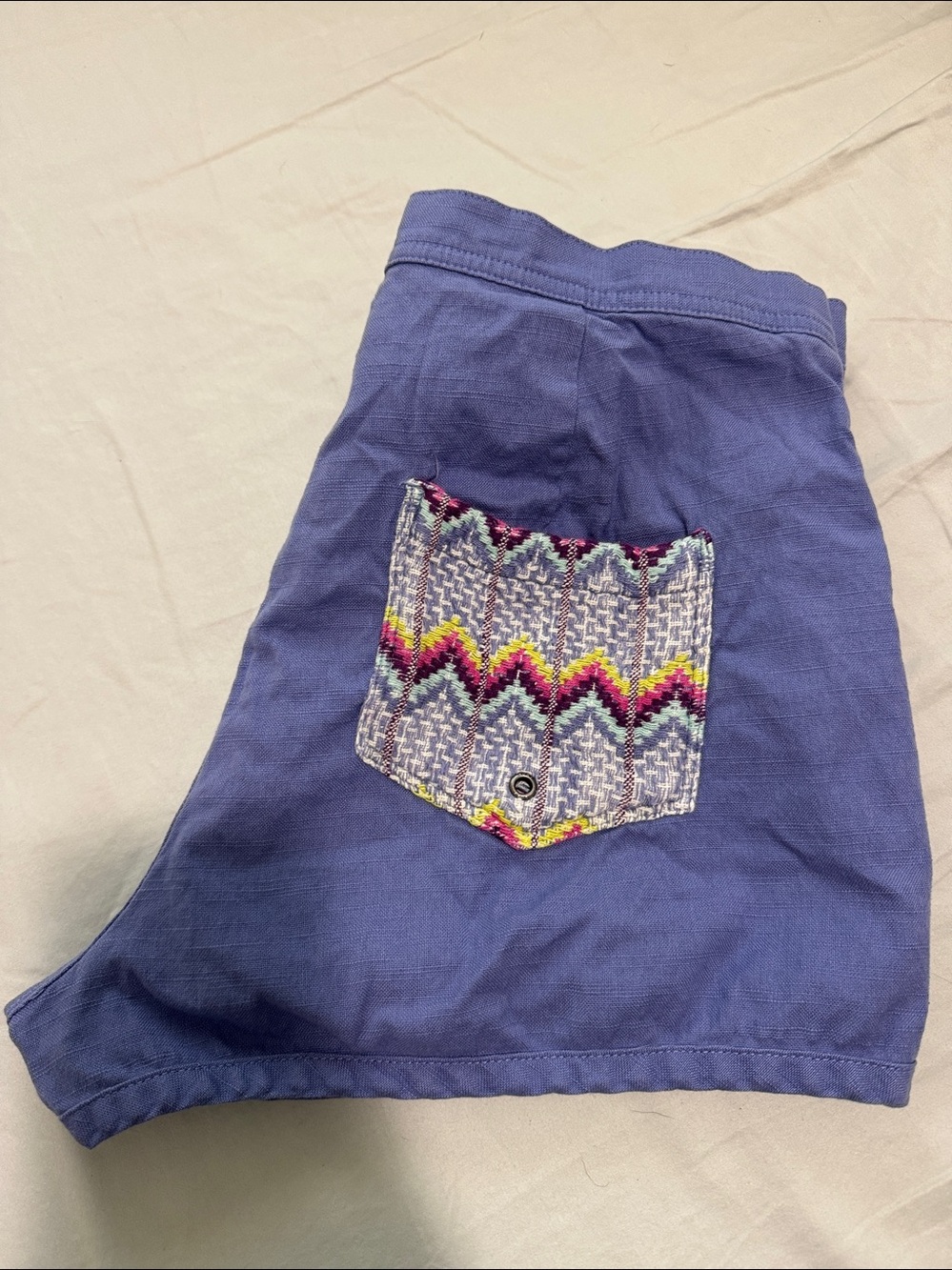 Roxy Purple beach Shorts with Zigzag Accent Pocket